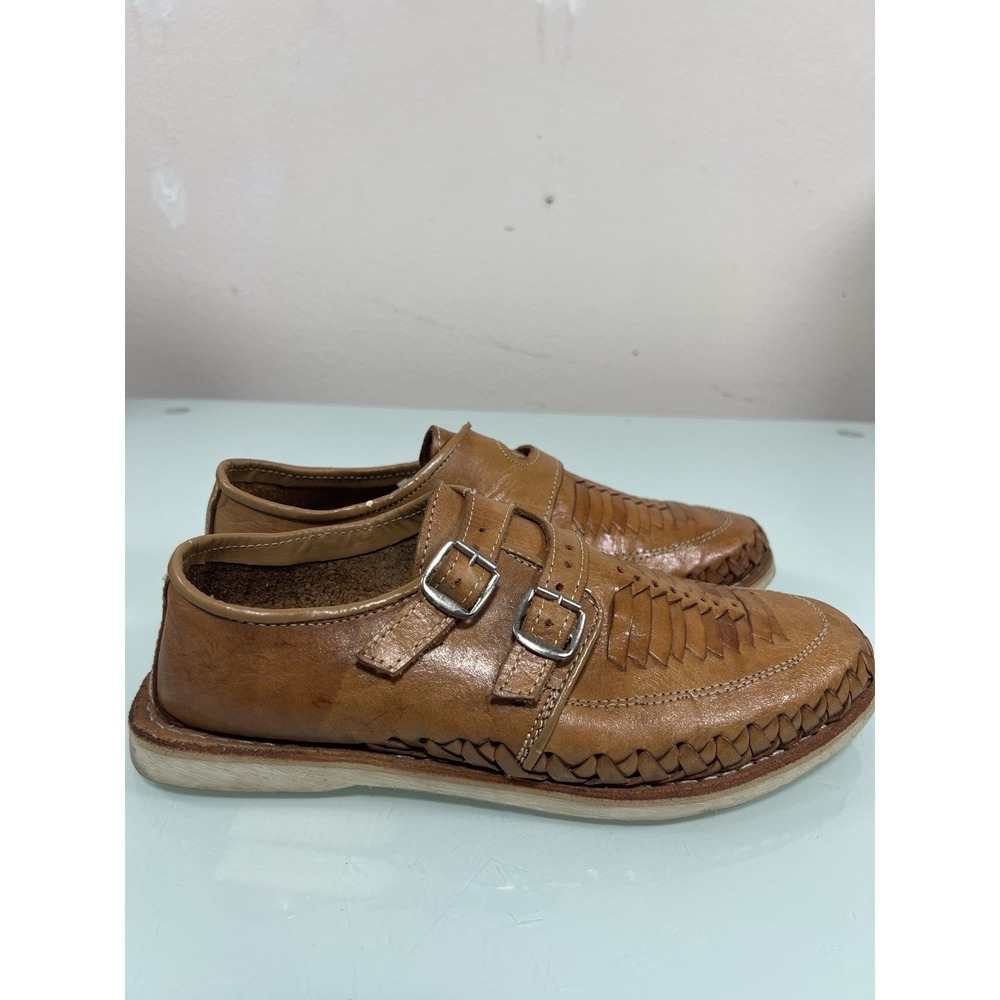VTG Calzado MB Handmade Leather Monk Strap Huarache Shoes Mexico Men's‎ 7.5-8 By